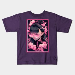 Aesthetic Anime Girl Pink Black | Quality Aesthetic Anime Design | Premium Chibi Manga Anime Art Kids T-Shirt